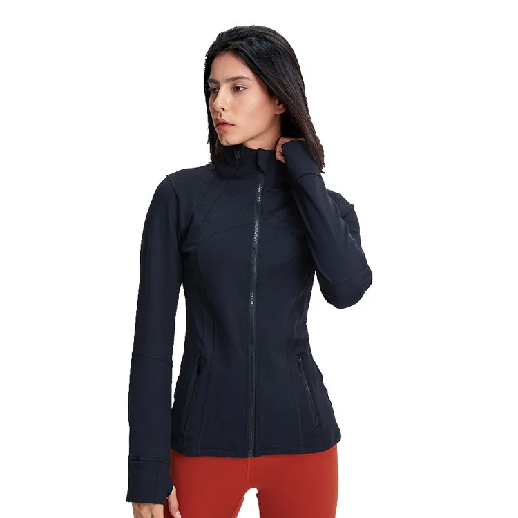 

Ladies Sports Running Gym Coat Fitness Women Yoga Workout Long Sleeve Jacket Zipper Sports Wear