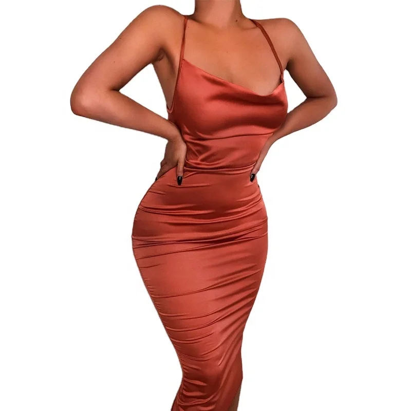 

new design elegant sexy satin collarless adults lady women corset casual dresses, Picture color