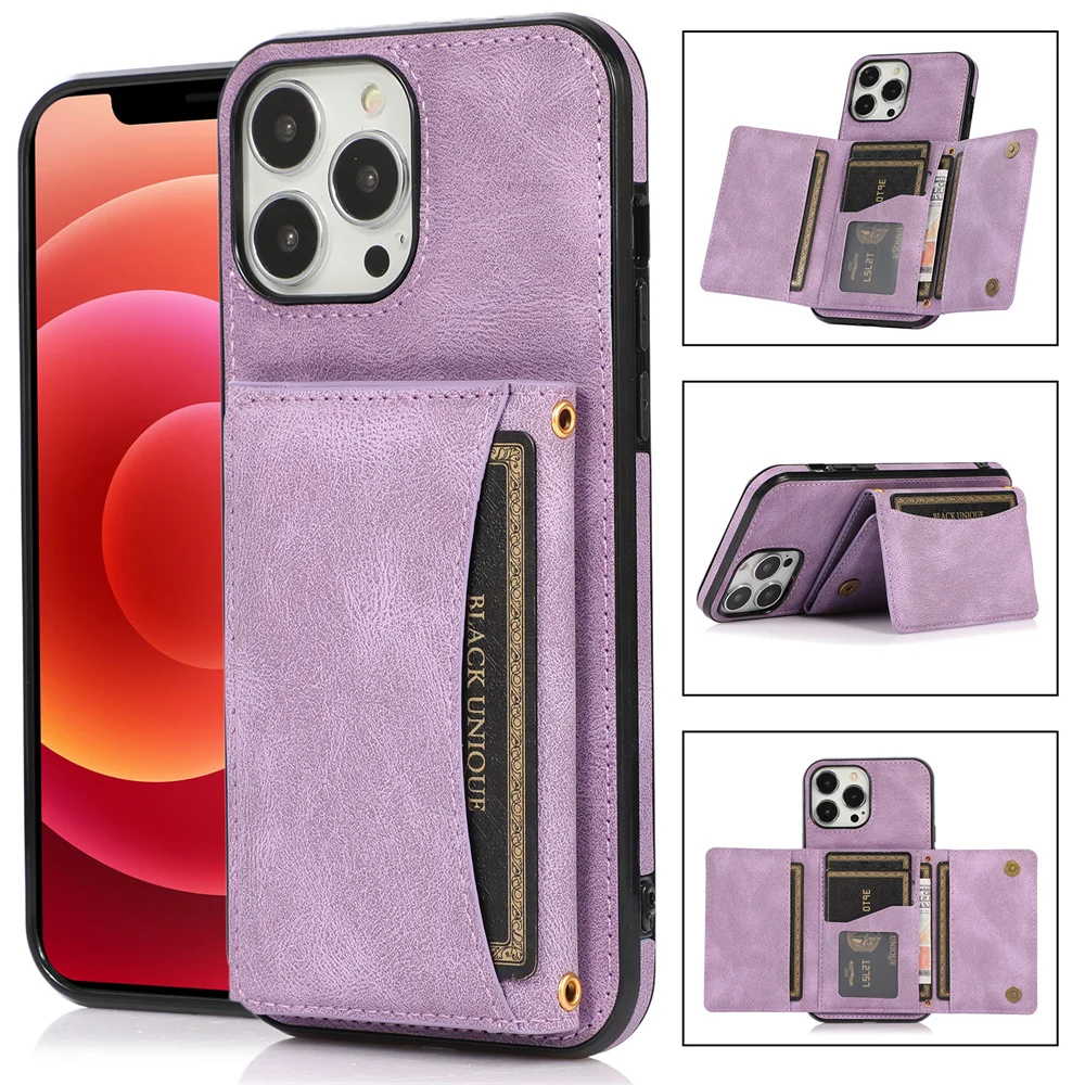 

Magnetic Luxury TPU Pu Genuine Leather Retro Phone Cover Case For Iphone 14 13 12 Pro Max Samsung With Card Holder