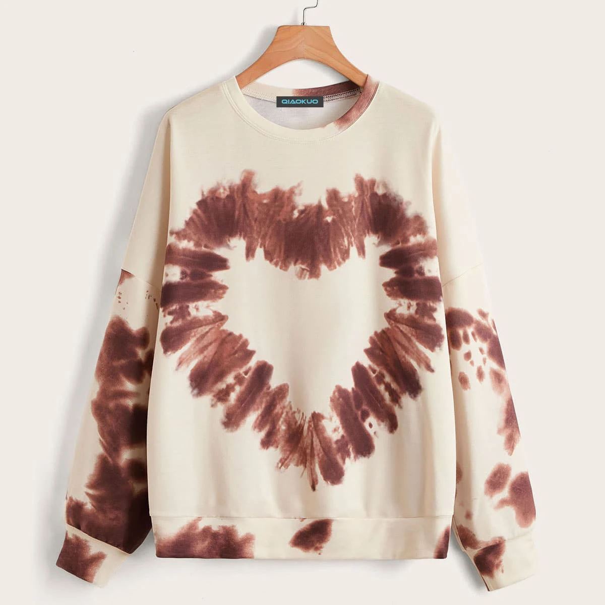 

American supply women's clothing gradient color long sleeve tie-dye loose top round neck hoodies, Picture