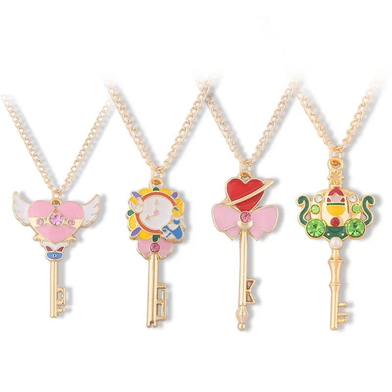 

Anime Sailor Girl Magic Key Alloy Enamel Necklace for Women Girl Fans Jewelry