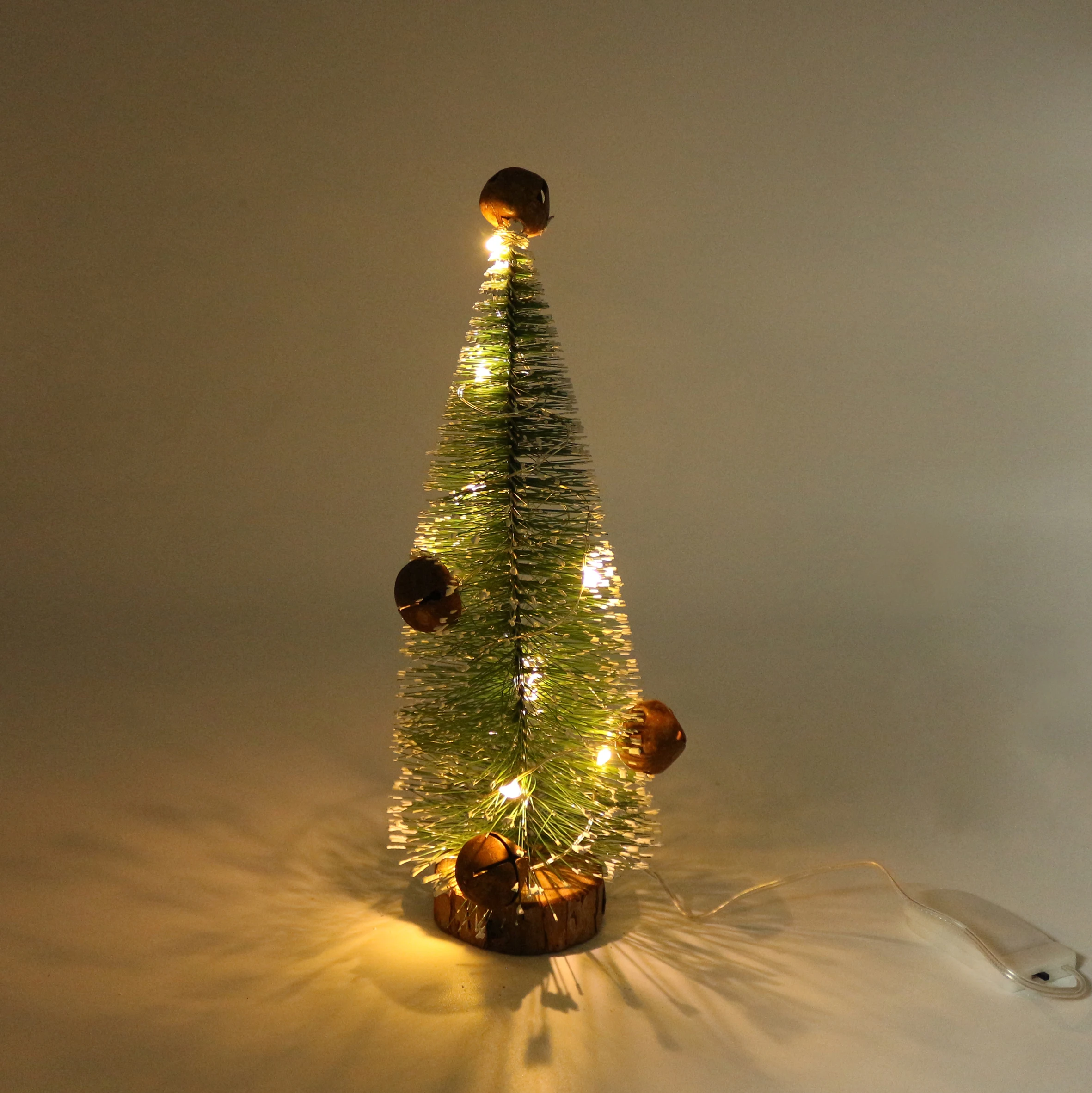 

Tabletop Mini Artificial Christmas Tree with Rusty Bells and Warm White LED Lights for Christmas and Holiday Decor