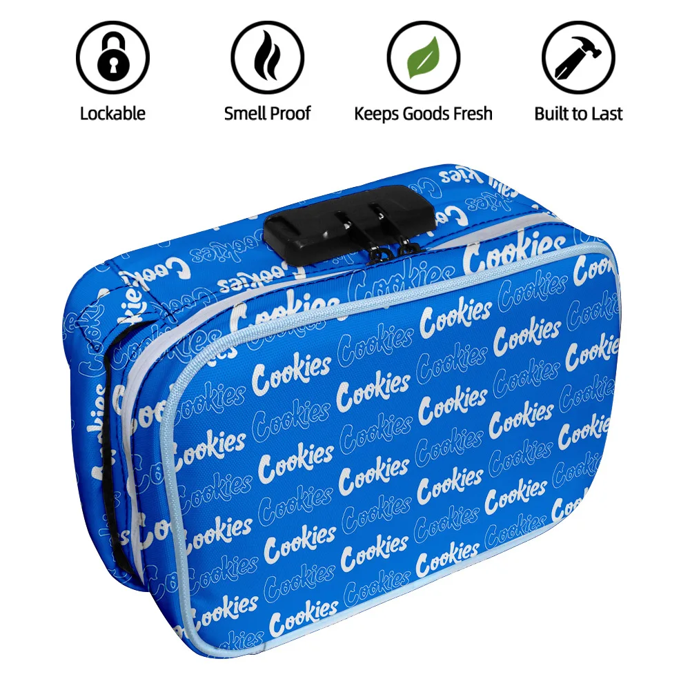 

2021 NEW Amazon coo-kies carbon lining smell proof bag with Combination Lock Odor Proof Stash Case Container Medicine Lock Box