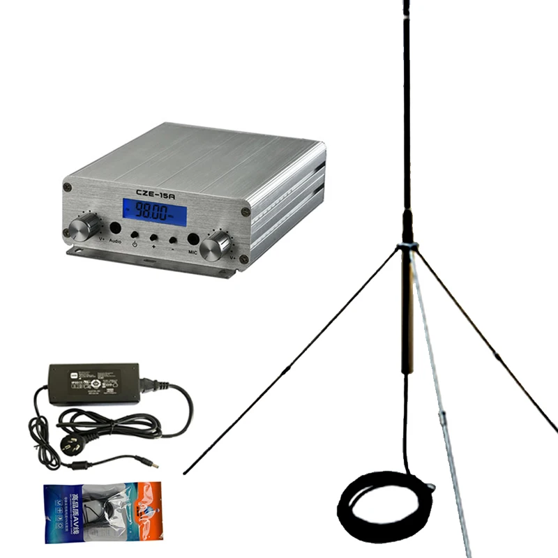 

Free Shipping 87-108Mhz 2W to 15W FM Transmitter Broadcast Station, Silver