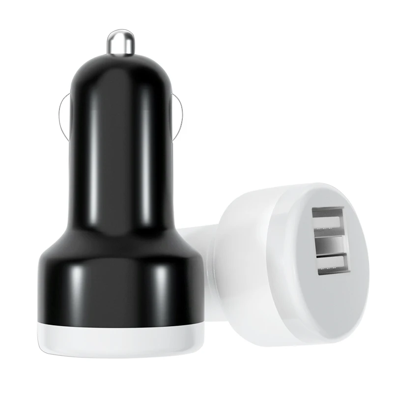 

Factory Direct Sale White And Black Dual Usb Port Car Charger Fast Charger For Mobile Phone Gps Navigator, Black white