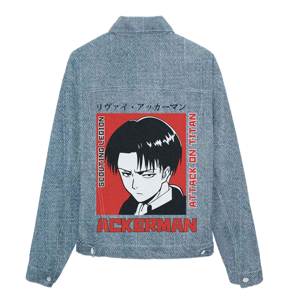 

Attack on Titan Denim Jacket Anime Print Denim Jacket Wholesale Blue Denim Jacket