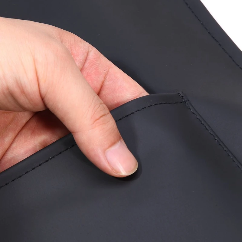 Long Adjustable Bib Black Waterproof Apron with 2 Pockets