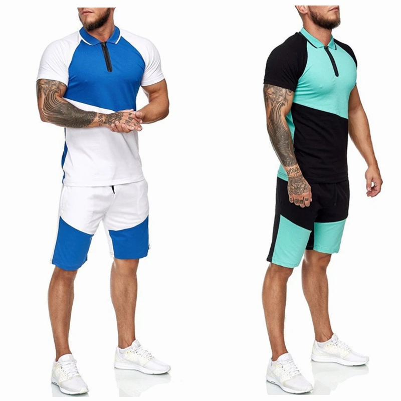 

Plus Size Workout Men Clothing Summer Sweatshirts 2 Piece Sport Jogging Suits Two Piece Tracksuits Sets For Man