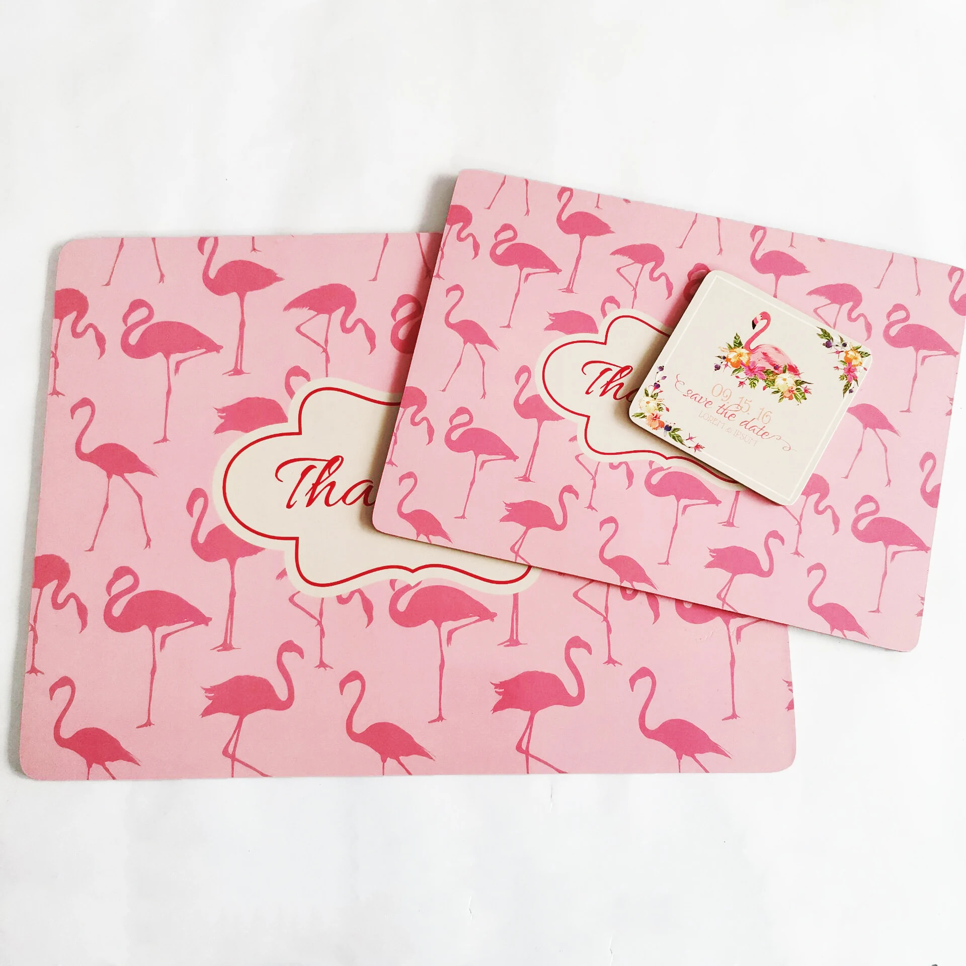

Nice Quality Custom Design Animal Flamingo Pattern Mdf Set Of Coasters And Placemats