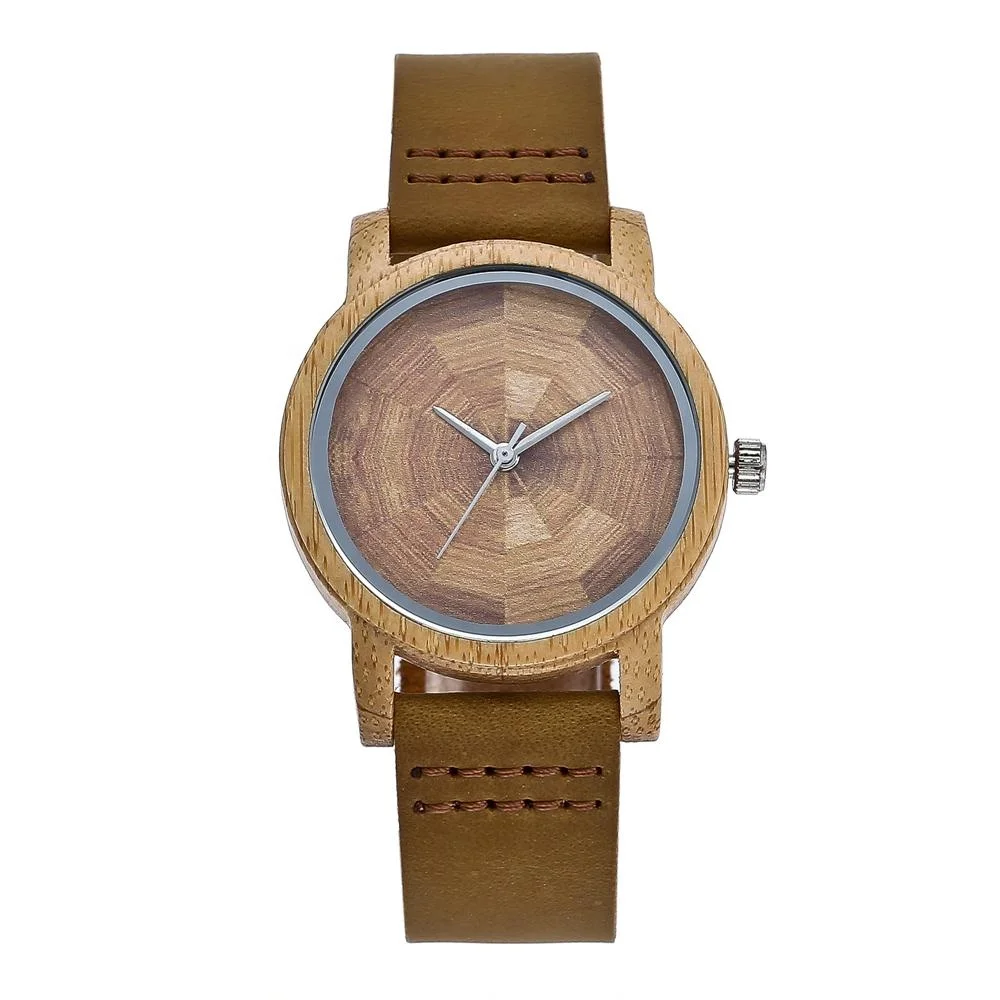 

High Quality Luxury Quartz Leather Wood Watch Leather Strap Bamboo Wooden Watches