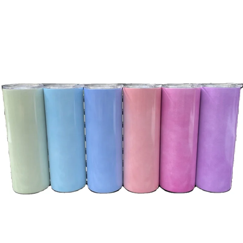 

20oz no tapered straight skinny sublimation blanks stainless steel insulated vacuum UV color changing tumbler under the sunlight, 6 colors
