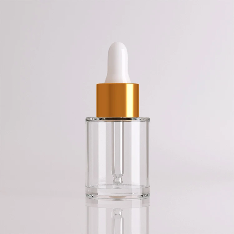 

Fuyun Cosmetic Face Oil Packaging Glass Bottle 15ml Clear Round Essential Oil Glass Dropper Bottle