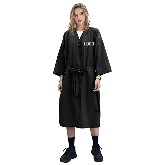 New Design Gary Polyester Kimono Women Gown Beauty Hair Cutting Spa