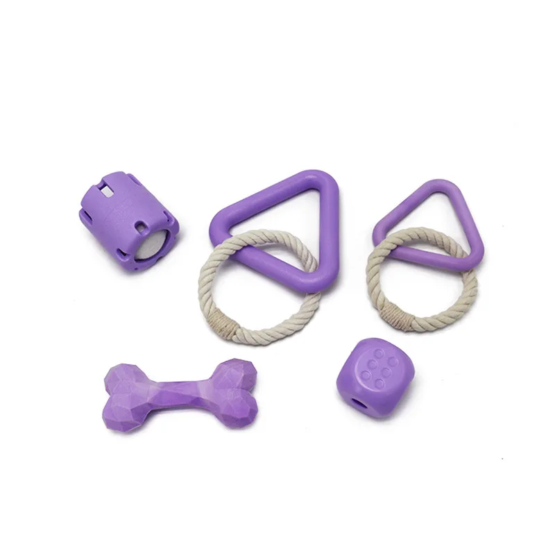 

Wholesale Pet Toy Set Tennis Cup Triangle Cotton Rope Pull Missing Food Ball Rubber Chew Pet Dog Toy