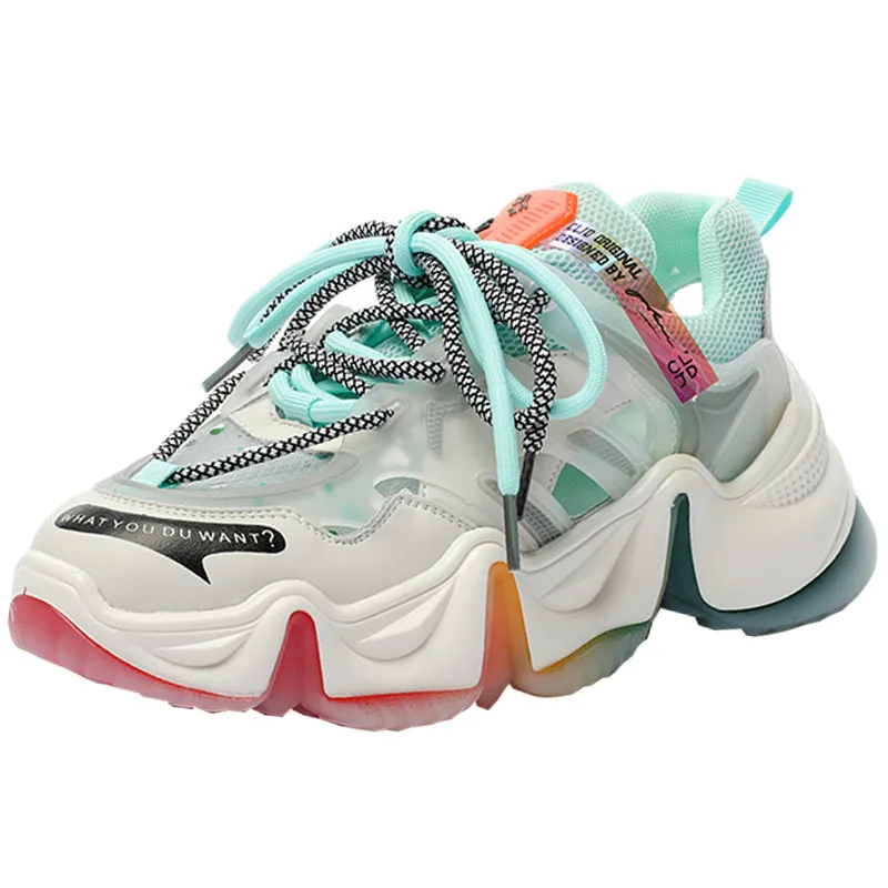 

Dropshipping Custom Logo Colorful Women's Rainbow Light Shoes Women New Styles Bottom Chunky Sneakers Fashion Casual Footwear