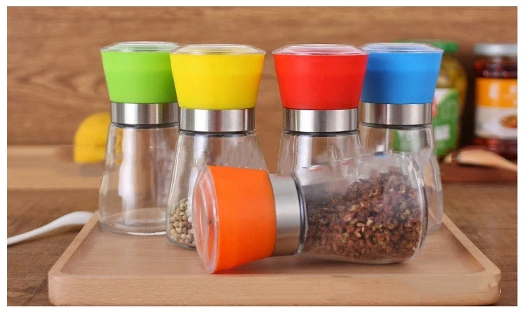Wholesale Salt and Pepper grinder set spice mill with 180ml glass bottle