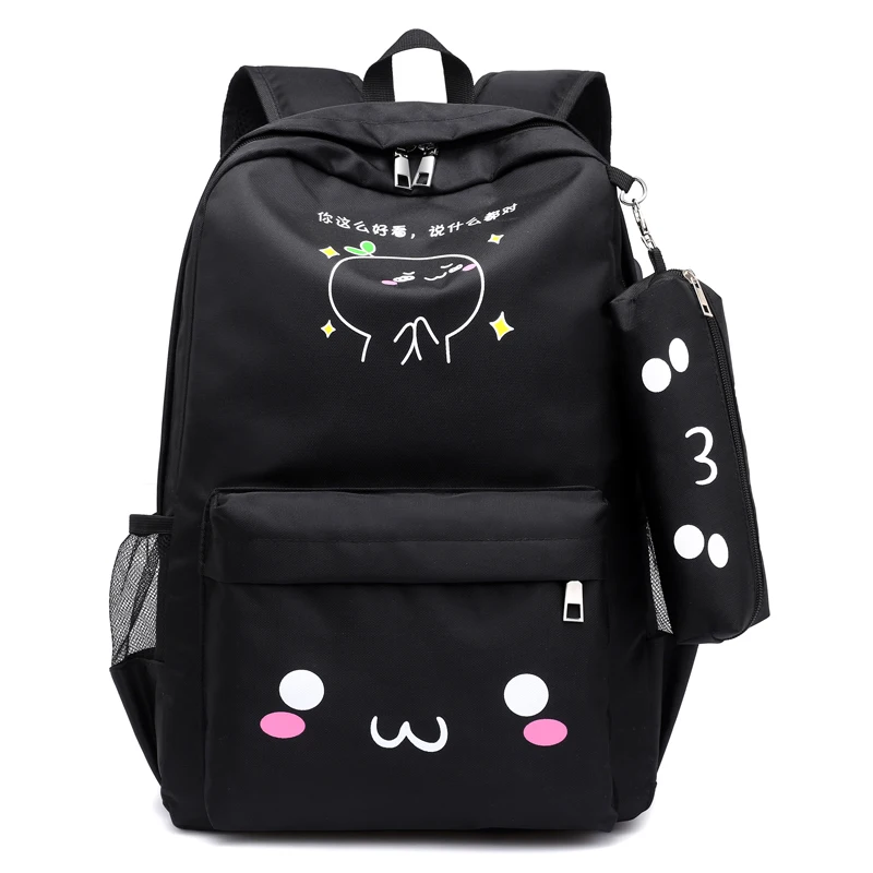 

Teenagers' External USB Functional Cartoon Printed Pattern School Bag