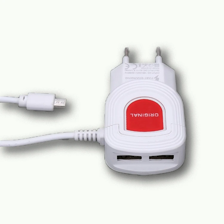 

hot amazon trending 2021 new technology 2usb 5V/1A adapter charger led Mobile phone charger with data cable