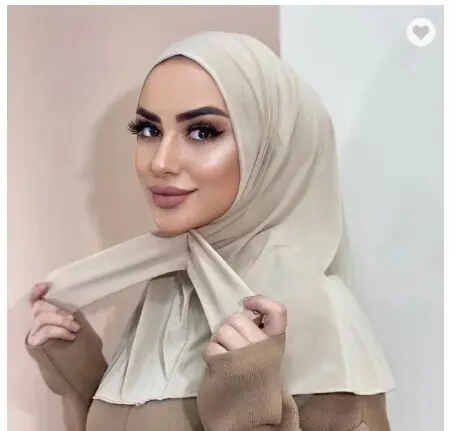 Hijab Inner Cap Stretchy Islamic Muslim Easy to Wear Jersey Hijab Plain Instant Hijab Snap Back Underscarf Cap Ninja