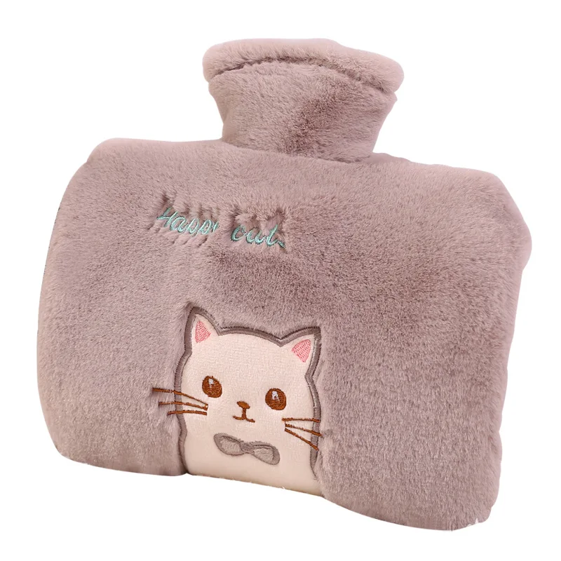 

2021 Christmas Gift Carton Design Personal Hand Warmer 1250ml Cute Warm Hot Water Bottle with Soft Plush Animal Cover for Winter