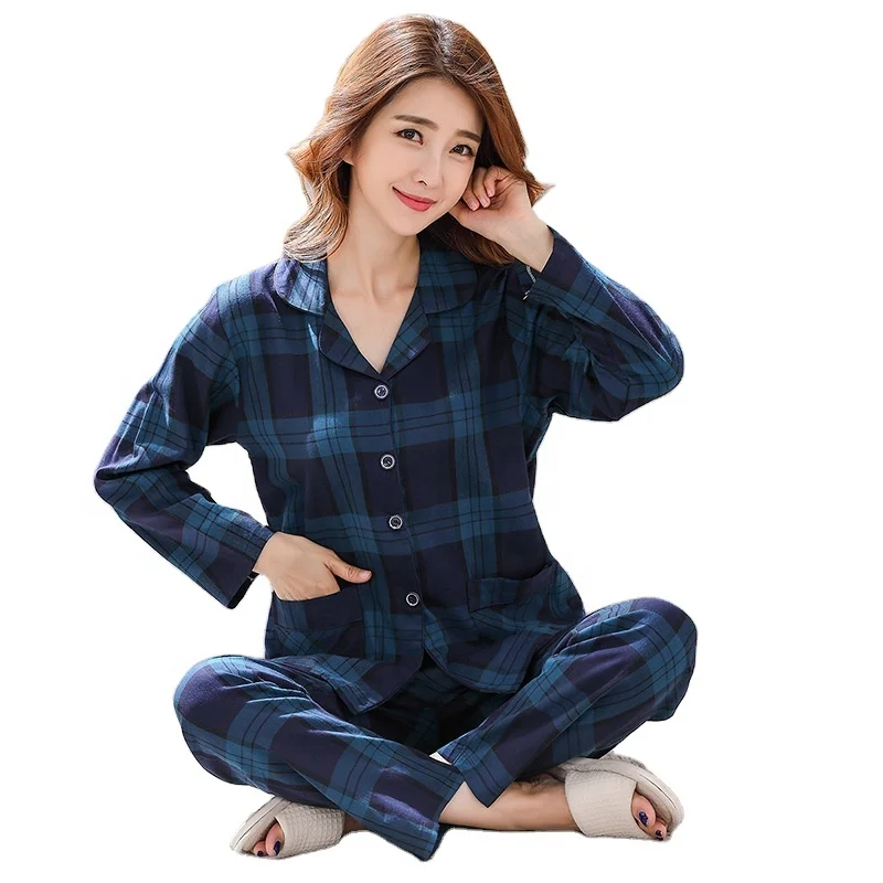 

Wholesale long sleeved suit women in spring and Autumn cotton pajamas