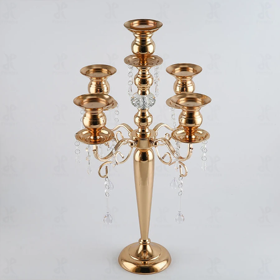 

Custom Metal Candlesticks with Crystal Chain European Style Home Wedding Decoration