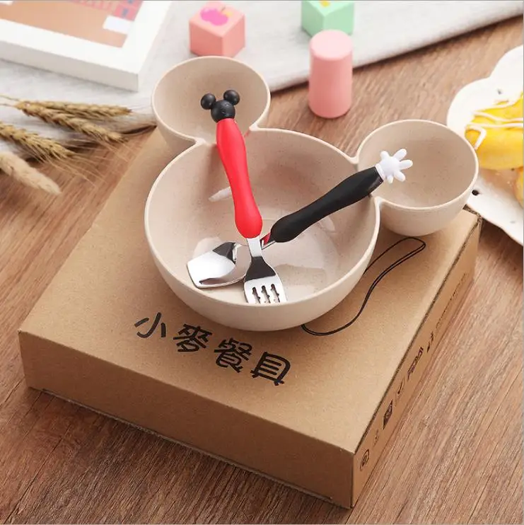 

High Quality Porcelain Mickey Mouse Shape White Food Serving Dinner Compartment Serving Plate For Kids, Green/pink/beige/blue