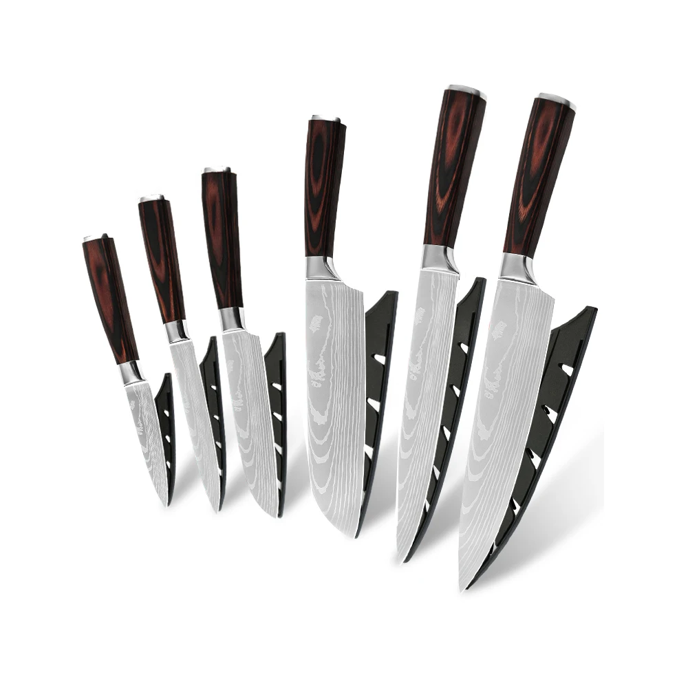 

Color Wood Handle XYj Company Kitchen Knives High Density Steel 6pcs kitchen knife set