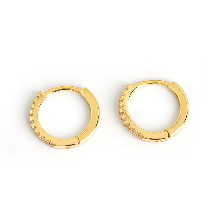 

Gold Plated Earring Set 3 Zircon Twisted Hoop Earrings Your Logo on Jewelry Trendy 925 Sterling Silver Jewelry Hensen Jewelry