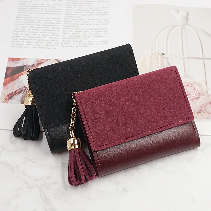 

2020 Women Simple Short Tassel Coin Purse Card Holders Female Purses Small Wallet