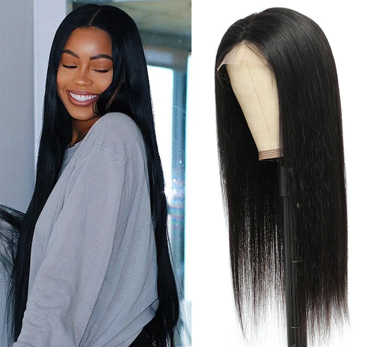 

Factory wholesale Hand-woven 4X4 Front Lace Straight Long Straight Hair Real Hair Wig Headgear