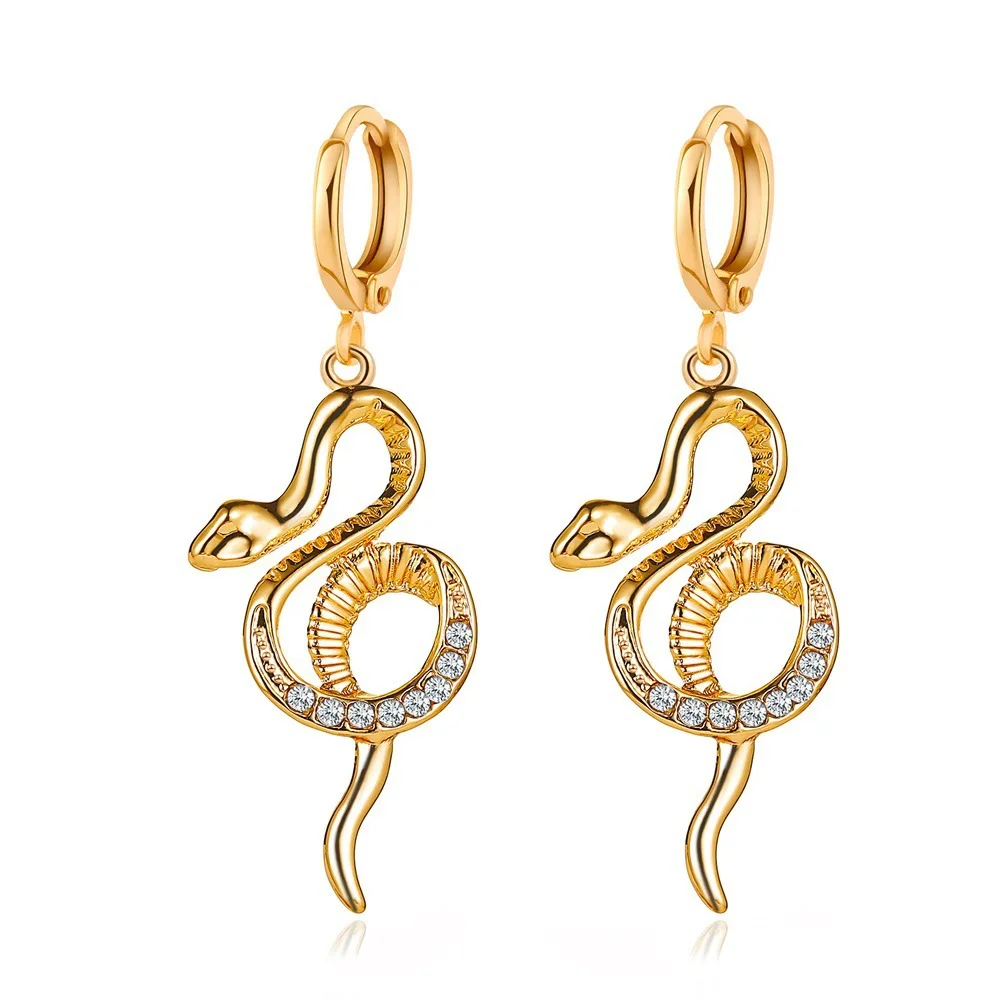 

New Arrival High Quality HIP HOP Diamond Snake Stainless Steel Earrings