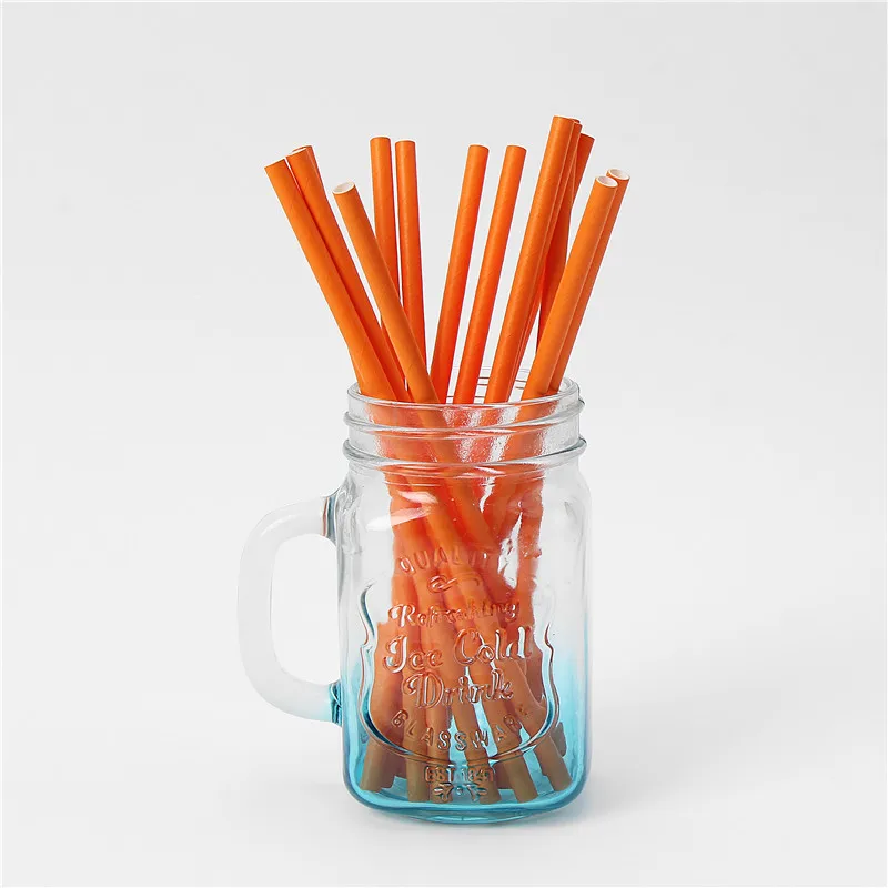 

Factory Price Customized Logo Stock 10k Coloured Paper Straw Wholesale Straw Paper Orange