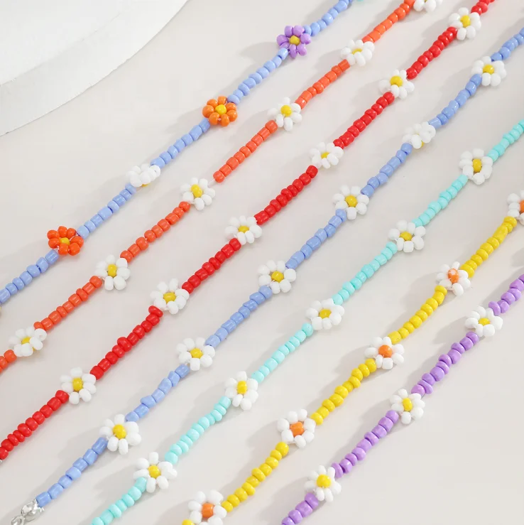 

2021 New Style Fashion Bohemia Beads Jewelry Sets Colorful Flower Choker Necklace Wholesale Accessories Jewelry Necklace