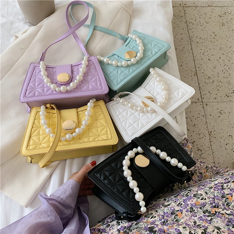

2020 fashion pearl handle crossbody bag purse women handbag, Colorful