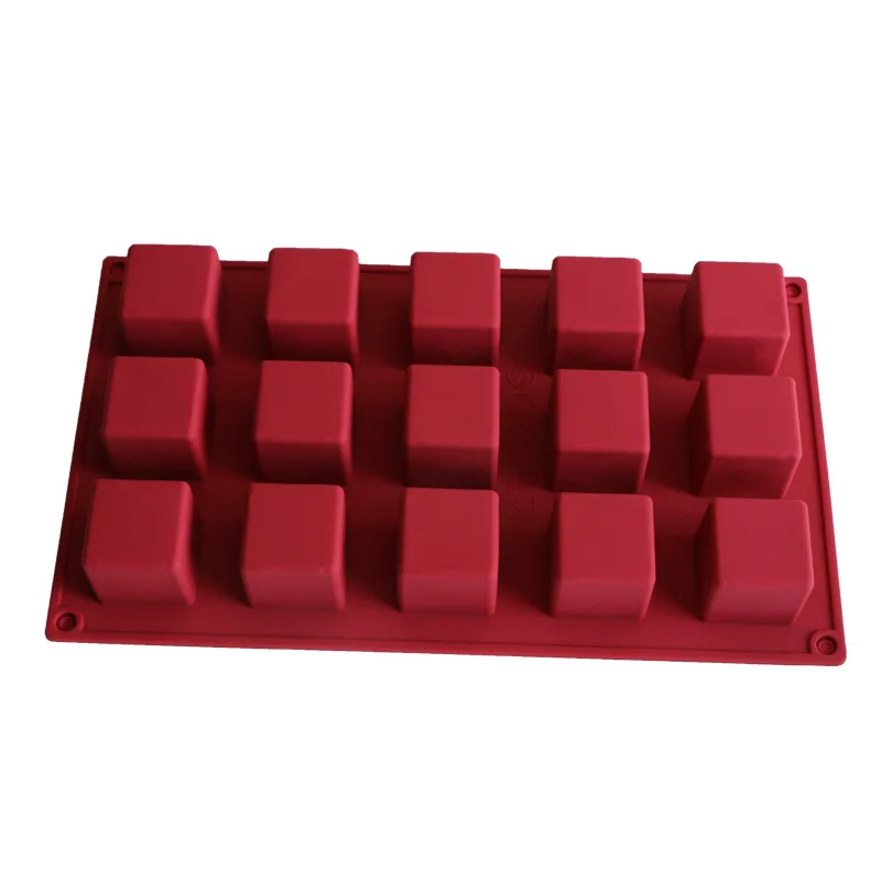 

0470 15-hole square chocolate DIY9 square grid cube shape cube sandwich mousse cake baking silicone mold, White wine red