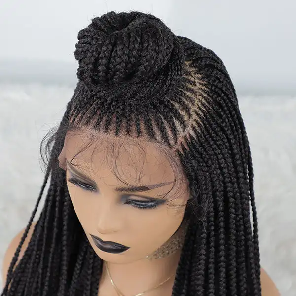 

Fashion Colorful Balls African Box Braid Wigs For Women, 1b