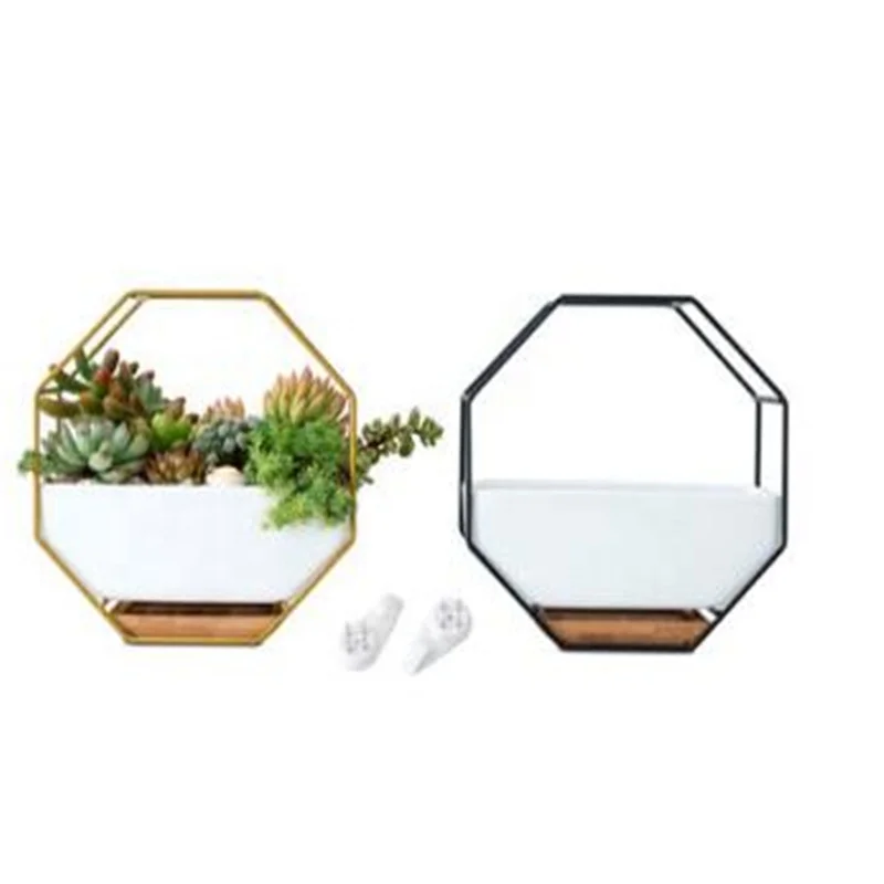 

Ceramic+Iron Nordic Style Simple Suspension Type Garden Pots Healthy Eco-Friendly Personality Creative Planters, Coffee/black