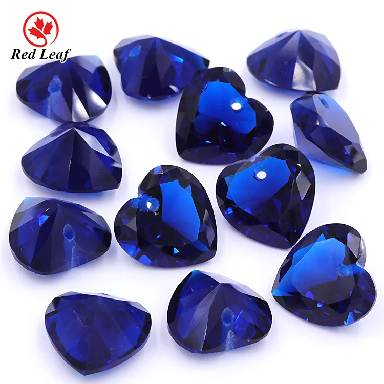 

Redleaf Jewelry hot sales color heart shape blue gemstone Sapphire glass gems