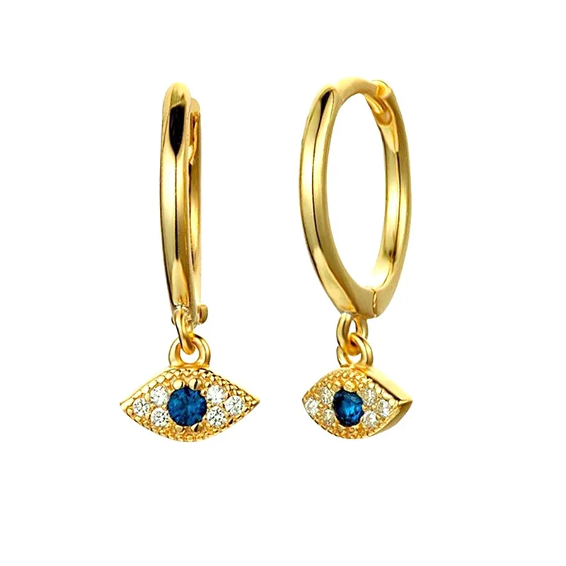 

QIANZUYIN Wholesale Fashion 18k Gold 925 Silver Earrings Lead Free Eye Earrings Gold Plated For Women Girl