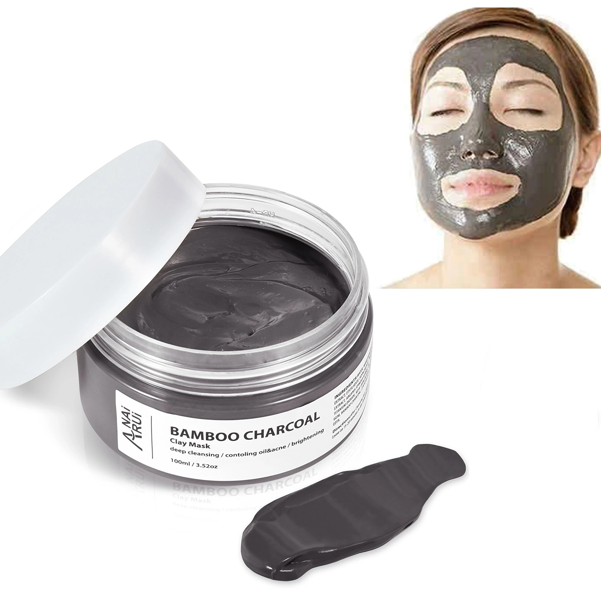 

Natural Deep Cleansing Activated Bamboo Charcoal Whitening Facial Clay Mask