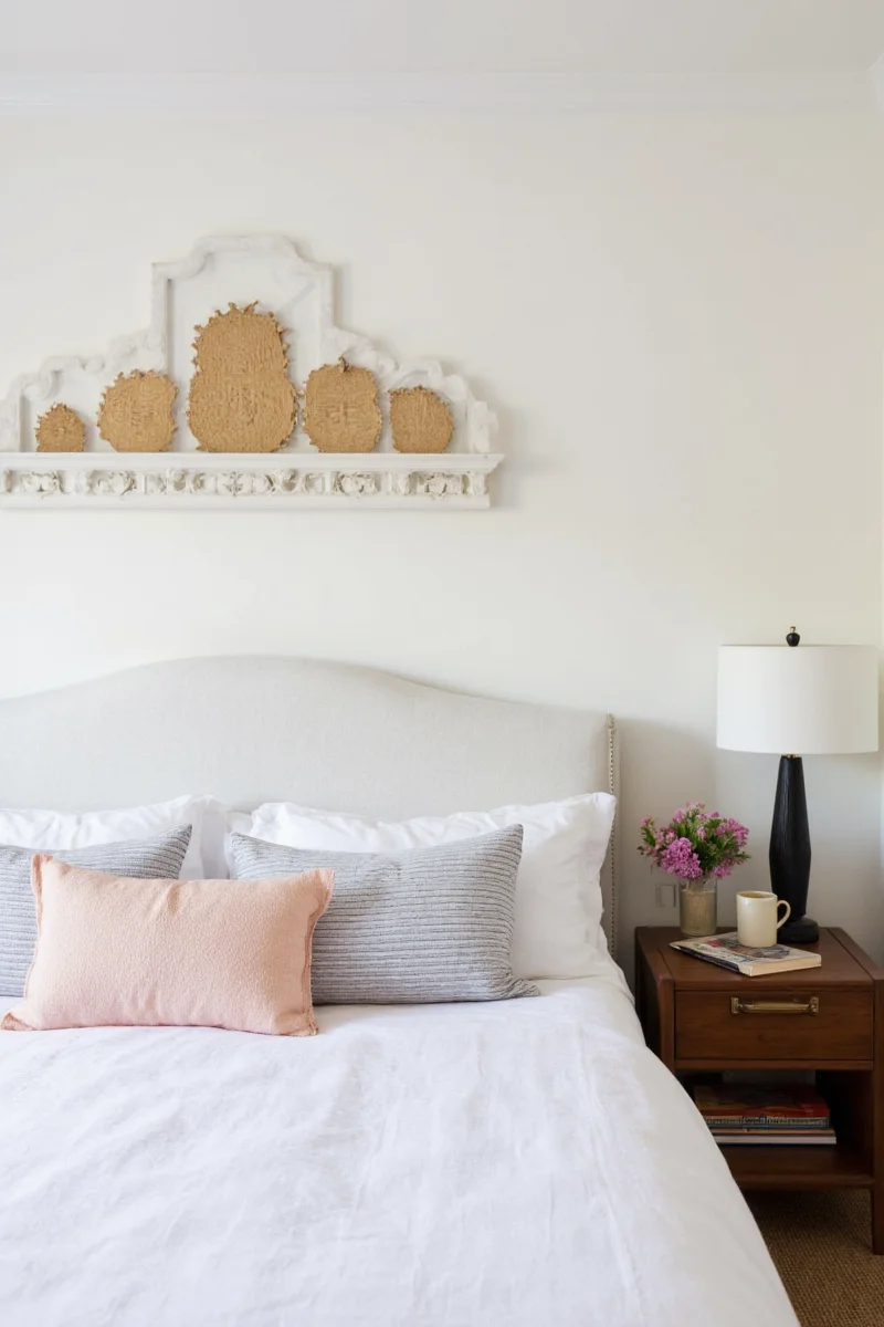 Above the headboard mirror decor idea