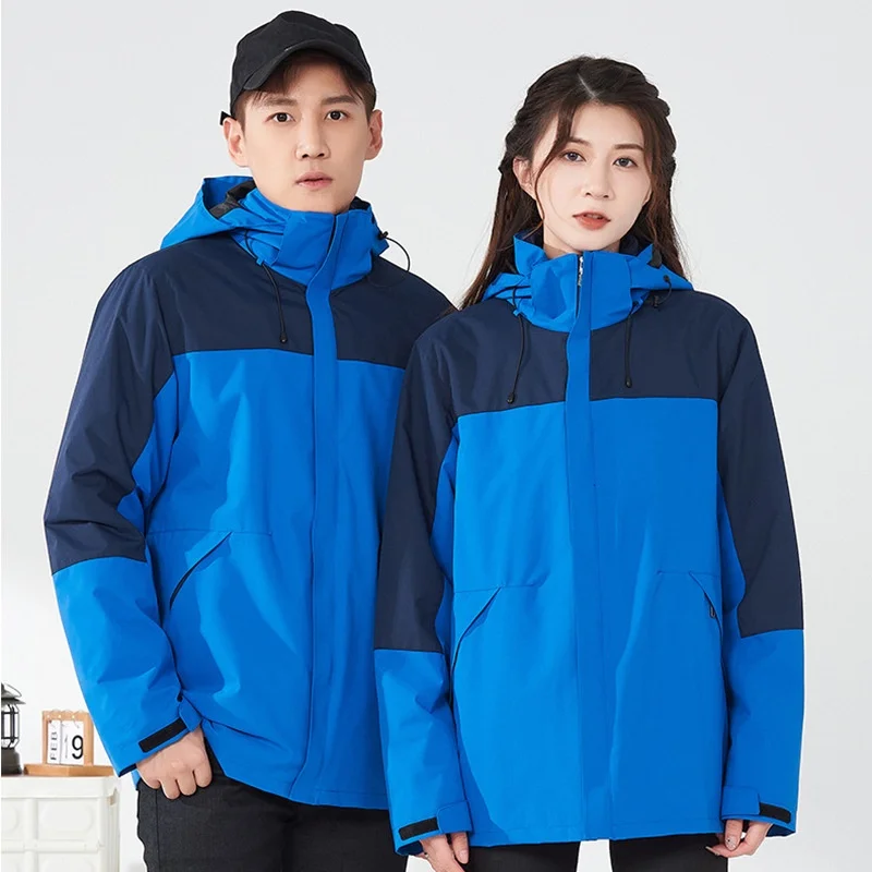 Outdoor Cold-Proof Three-In-One Overalls for Men Women Detachable 100% Polyester Fleece-Lined Thickened Liner Group Clothing