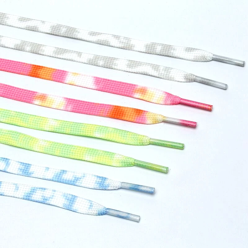 

Wholesale Colorful Tie Dye Shoelaces Flat Gradation Canvas Shoe lace 9 Colors Drop shipping 120CM