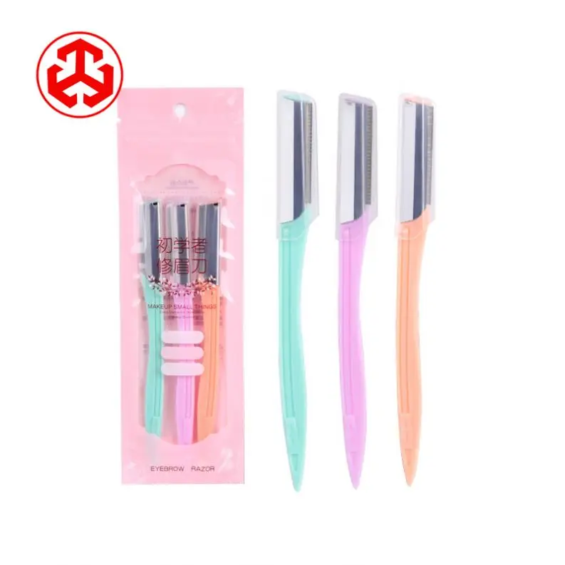 

Amazon Hot Sale Foldable 3 pcs set Shaver fold Eyebrow Trimmer shaving razor travel Eyebrow Trimmer, Pink\orange\green