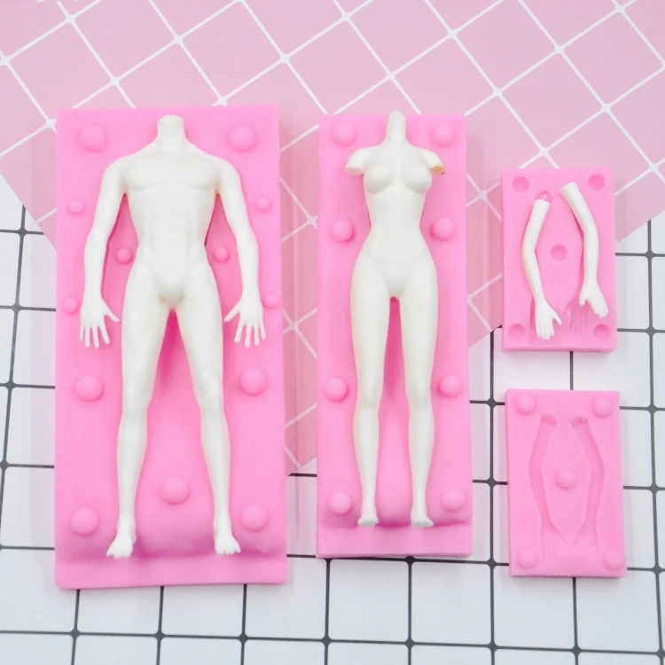 

Doll Body Shaped Silicone Mold 3D Fondant Tool For Manikin Handmade DIY Chocolate Baking Decorating Clay Mould Supplies, As shown