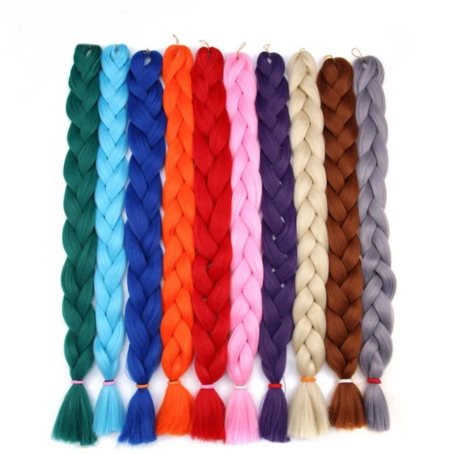 

JHsport Hot Selling Solid Color Braiding Synthetic Hair Extensions, Multicolor