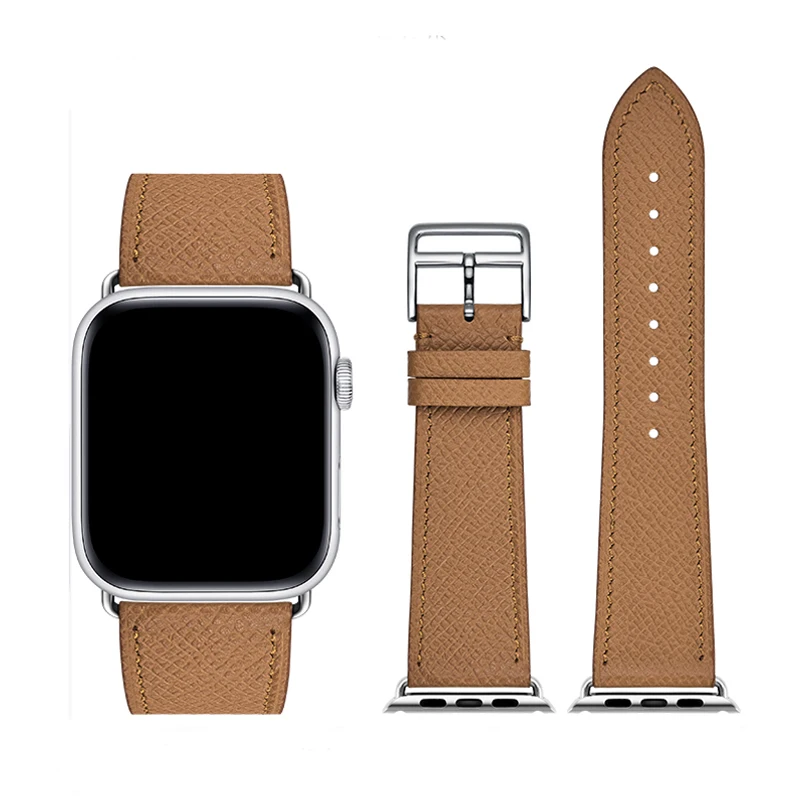 

High End French Epsom Straps Palm Pattern Calf Leather Watch Band for Apple Series