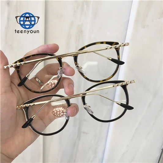 

Teenyoun Eyewear Round Plain Spectacles Custom Myopia Lens Glasses Korean Style Student Anti Blue Light Eyeglasses Frames