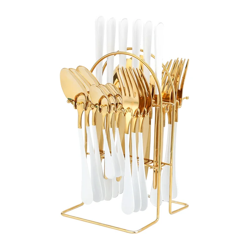 

24 piece Stainless Steel Flatware Set with Hanging Stand, Customized color